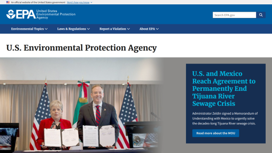 U.S. Environmental Protection Agency homepage featuring officials with signed agreements.