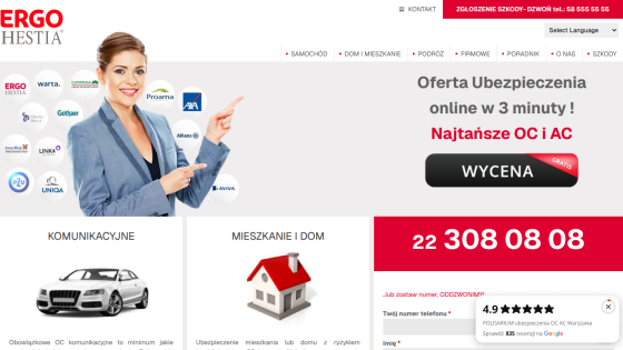 Insurance service offering online quotes in 3 minutes with contact number and ratings.