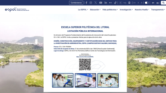Homepage of a polytechnic school with information and images related to education.