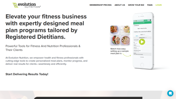 Fitness meal plan programs for dietitians, featuring a mobile app and call to action.