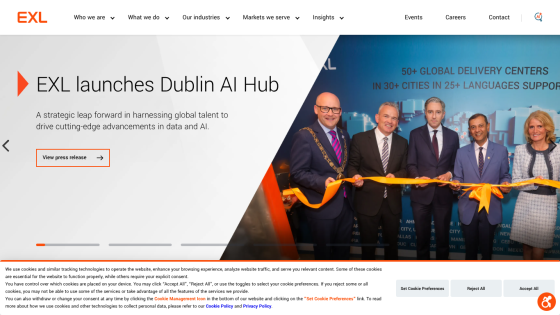 EXL announces the launch of its Dublin AI Hub with a strategic focus on data and AI advancements.