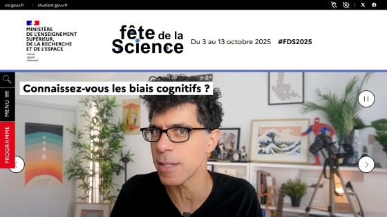 French Ministry of Higher Education event promoting Fête de la Science from October 3 to 13, 2025, featuring cognitive bias awareness.