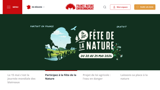 Promotional banner for the Fête de la Nature event, featuring dates and activities.