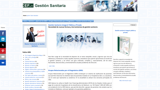 Homepage of a healthcare management site with a prominent 'HOSPITAL' title and navigation links.