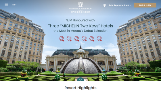 Grand Lisboa Palace Resort Macau highlights three Michelin Two Keys hotels in Macau's debut selection