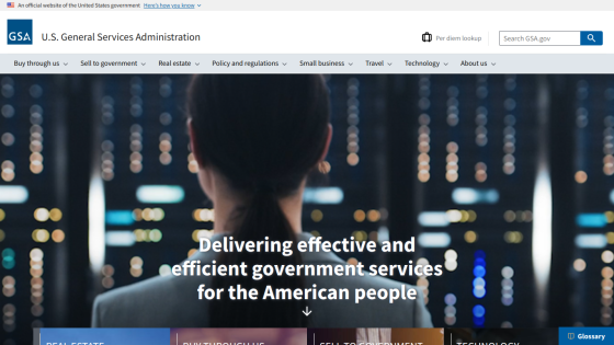 Homepage of the U.S. General Services Administration with a focus on government services.
