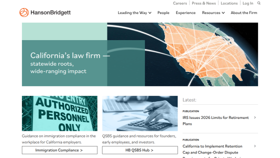 California law firm Hanson Bridgett with statewide roots and resources on immigration compliance and QSBS guidance