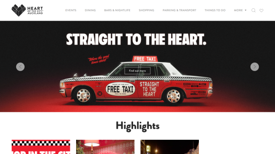 Heartland Classic Cars website hero with a vintage car and 'Straight to the Heart' headline promoting free taxi service