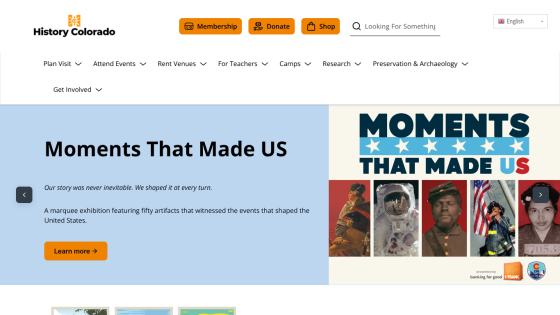 Homepage featuring 'Moments That Made Us' with a call to action to learn more.