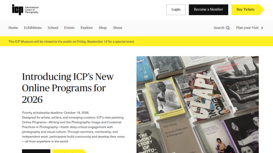 Announcement of ICP's new online programs for 2026 with images of books and details.