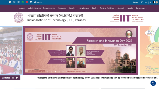 Indian Institute of Technology Roorkee homepage with Research and Innovation Day 2023 banner and navigation menu
