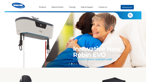 Homepage featuring the Innovative New Robin EVO for single-handed care.