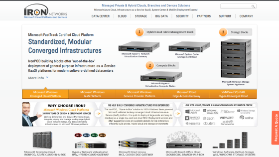 Iron Networks offers standardized, modular converged infrastructures with product highlights.