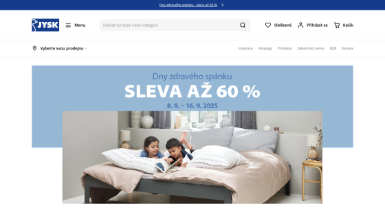 Promotion for bedding sale with children on a bed, highlighting a 60% discount.