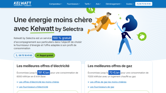 Kelwatt by Selectra energy service offering cheaper energy with free support, electricity and gas savings offers