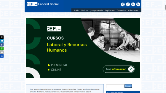 Website offering courses in Labor and Human Resources, with options for in-person and online learning.