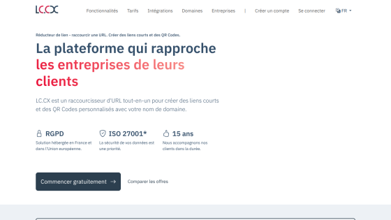 Platform connecting businesses with their clients, featuring GDPR and ISO certifications.