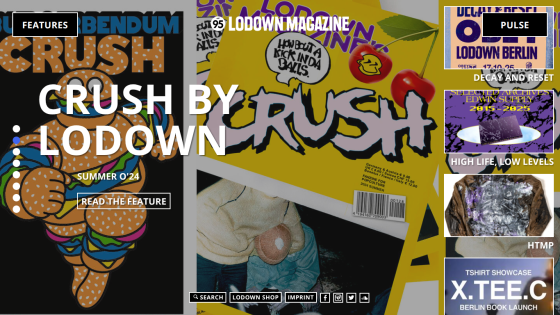 Lodown Magazine homepage featuring Crush by Lodown summer 2024 with navigation and article previews