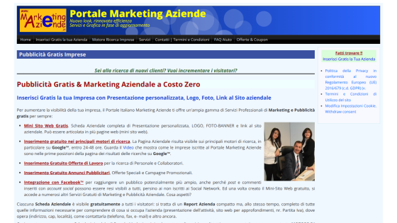 Homepage of a marketing portal featuring promotional text and images of business people.