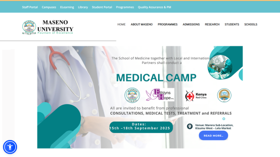 Maseno University Medical Camp announcement with date and invitation details.