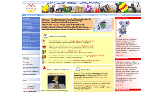 Homepage featuring educational resources with navigation and highlighted sections.
