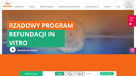 Government program for in vitro refund with a call to action button.