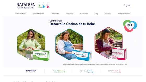Homepage showcasing products for baby development with images of mothers and babies.