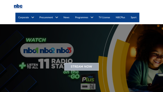 NBC website featuring radio stations and streaming options in the hero section.