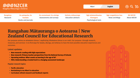 New Zealand Council for Educational Research homepage with latest updates and popular research topics