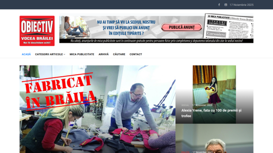 News website Obiectiv Vocea Brăilei with headlines and images about local events and people