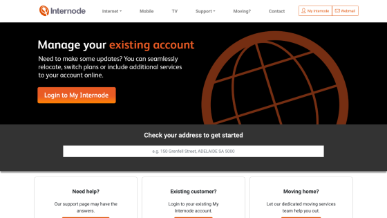 Manage your existing account with options for help and login.