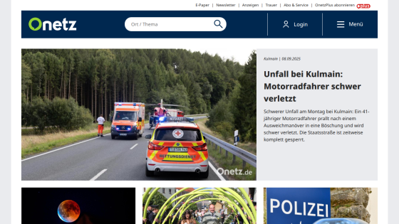 News article about a motorcycle accident with emergency vehicles on the scene.