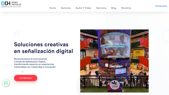 Digital signage creative solutions transforming spaces with innovation and memorable experiences, with contact button