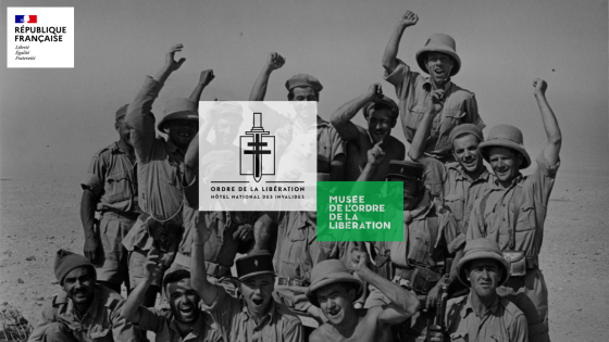 Homepage of Musée de l'Ordre de la Libération with historic photo of soldiers and French Republic logo