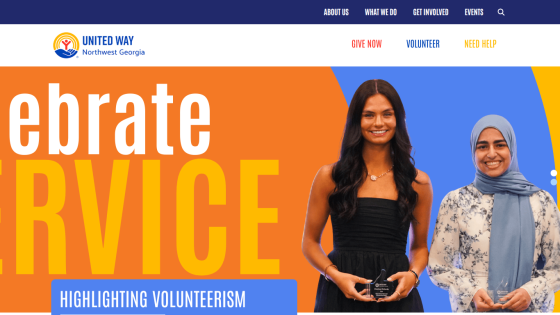 Homepage with navigation bar, main headline, and call-to-action button on a blue background