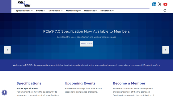 POCeb 7.0 Specification announcement with download link and navigation options.