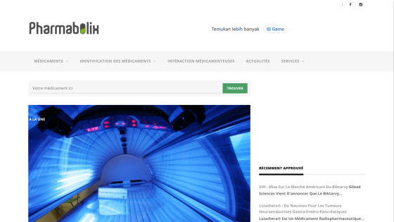 Homepage of Pharmabillix featuring a search bar and images of medical products.