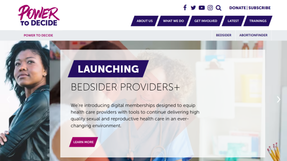 Power to Decide homepage launching Bedsider Providers+ digital memberships for health care providers in sexual and reproductive health