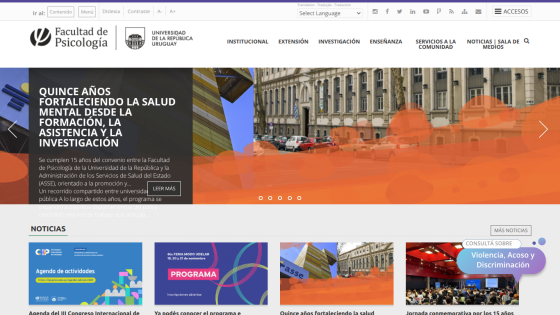 University psychology faculty homepage with banner on mental health and news section below