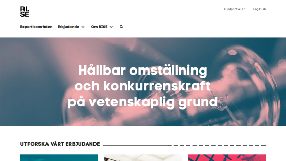Website header with a focus on sustainability and competitiveness based on scientific grounds.
