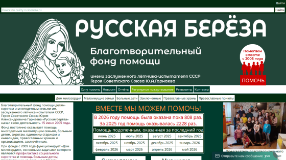Homepage of a charitable foundation with a prominent title and mission statement.