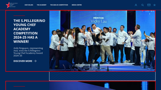 Announcement of the S.Pellegrino Young Chef Academy 2024-25 winner with a group of chefs celebrating on stage
