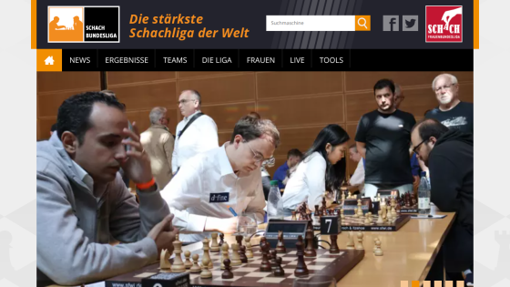 Chess players competing in a tournament with a navigation bar above.