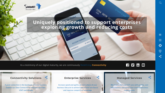 Digital marketing services homepage with connectivity, enterprise, and managed services sections