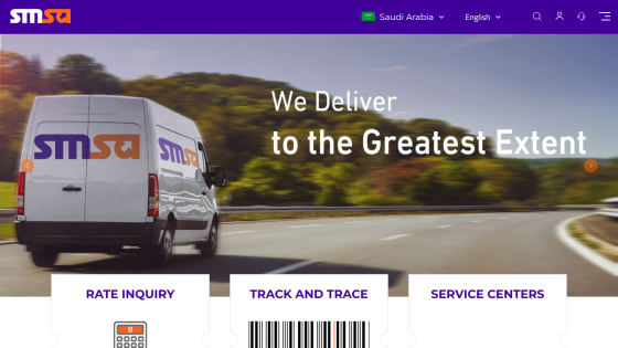 Delivery service homepage featuring a van and key service options.