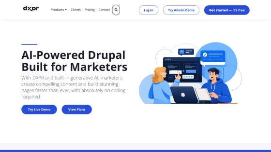 AI-Powered Drupal platform for marketers with options to view demos and plans.