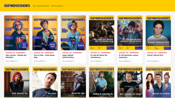 Magazine covers featuring various individuals with titles and descriptions.