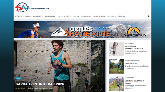 Homepage featuring a runner and event highlights for Garda Trentino Trail 2026.