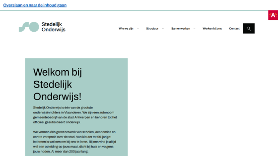 Welcome message for Stedelijk Onderwijs with brief description.