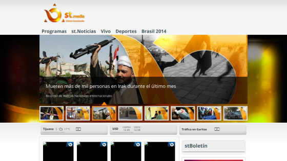 News website featuring a headline about Iraq and various news categories.
